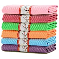 Moliwen Set de 6 Toalla de Cocina Bayetas de Microfibra Paños de Limpieza Trapos Pulimento de Coches Toallas de Puro…